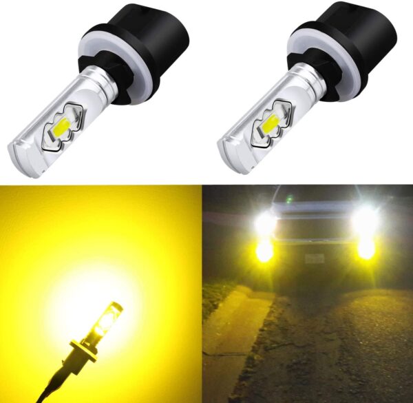 Alla Lighting 3800lm 899 880 LED Fog Light Bulbs Xtreme Super Bright 892 880 LED Bulb ETI 56-SMD LED 880 Bulb for Auto Motorcycle Cars Trucks SUVs Fog DRL Lights, 3000k Amber Yellow (Set of 2)