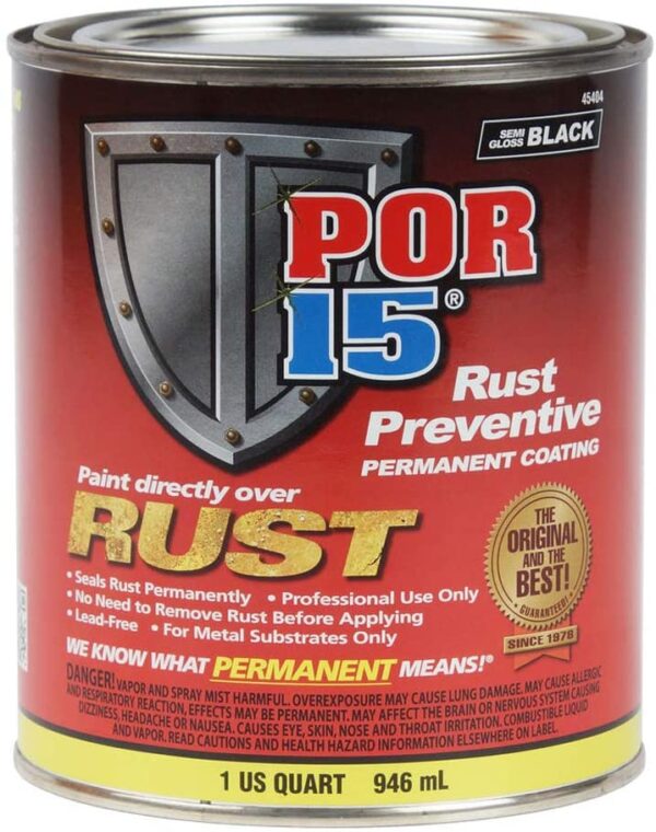 POR-15 45404 Rust Preventive Coating Semi-Gloss Black - 1 quart