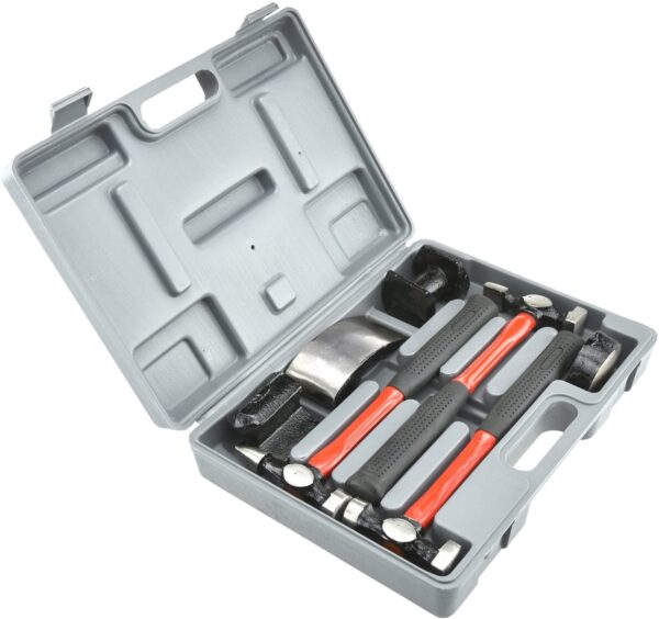NEIKO 20709A Heavy Duty Automotive Body Hammer and Dolly Tool Kit | 7 Piece | Body Shop Repair Kit for Dents