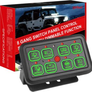 Moso LED 8 Gang Switch Panel Automatic Dimmable, Universal Circuit Control Relay Waterproof System Box Universal Slim Touch Panel with Harness and Label Stickers for Truck Boat ATV UTV SUV Car