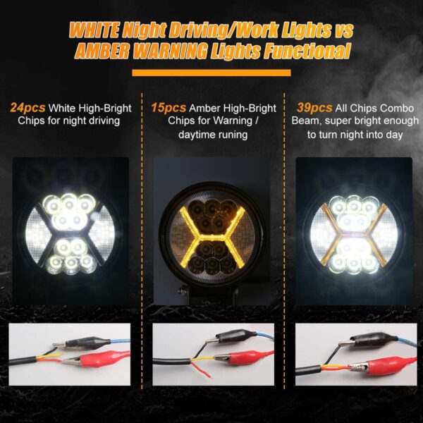 2PCS Round LED Pods Driving Lights Bar with Amber DRL Light - 117W 12000LM Flood Spot Combo Beam Working Light Pod Off Road for Trucks,SUV,Hunters,Jeep,Boat etc.