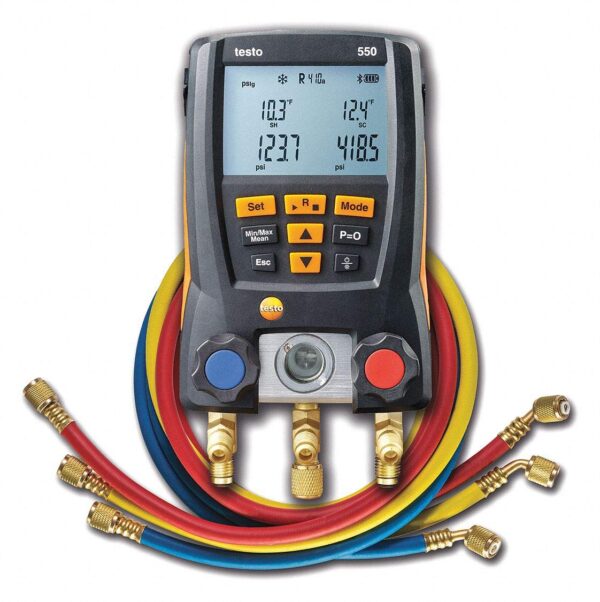 testo 550 I Digital Manifold Kit for air Conditioning, Refrigeration Systems and Heat Pumps - with Bluetooth and Set of 3 Hoses