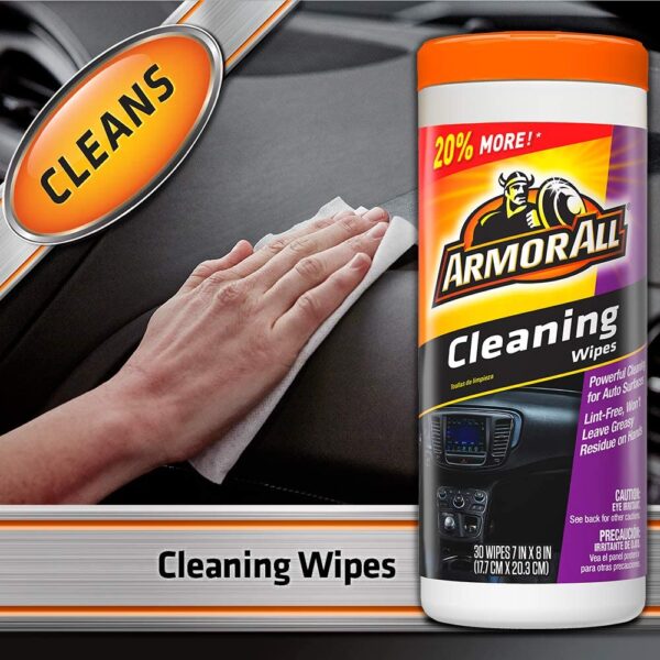 Armor All Car Cleaning and Leather Wipes - Interior Cleaner for Cars & Truck & Motorcycle, 30 Count (Pack of 2), 18781