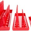 OEMTOOLS 22413 6 Piece Socket Tray Set, Red and Gray, Socket Rails, Holds 80 SAE & 90 Metric Sockets, Deep and Shallow Sockets, 1/4", 3/8", 1/2" Drive