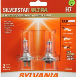 SYLVANIA H7 SilverStar Ultra High Performance Halogen Headlight Bulb, (Contains 2 Bulbs) (H7SU.BP2)