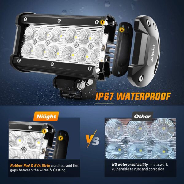 Nilight - 60002F-B Led Light Bar 2PCS 36w 6.5Inch Flood Led Off Road Lights Super Bright Driving Fog Light Boat Lights Driving Lights Led Work Light for Trucks,2 Years Warranty