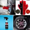 Adam's Essential Wheel & Tire Kit - Essential Car Wash Cleaning Supplies - Wheel Cleaner, Rubber Cleaner, Tire Shine, Foam Block Applicator, Scrubbing Brush & Dual 5 Finger Chenille Glove Mitt